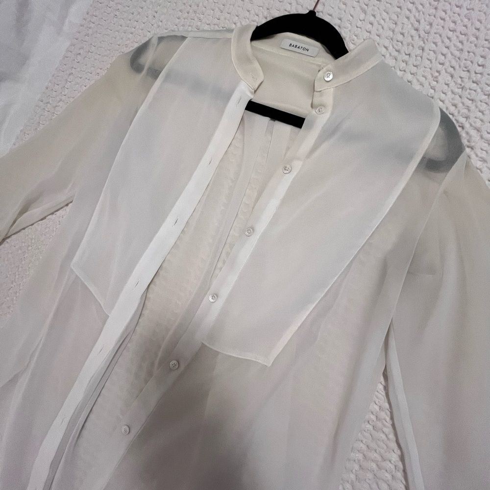 Babaton Cream Sheer Dress Shirt